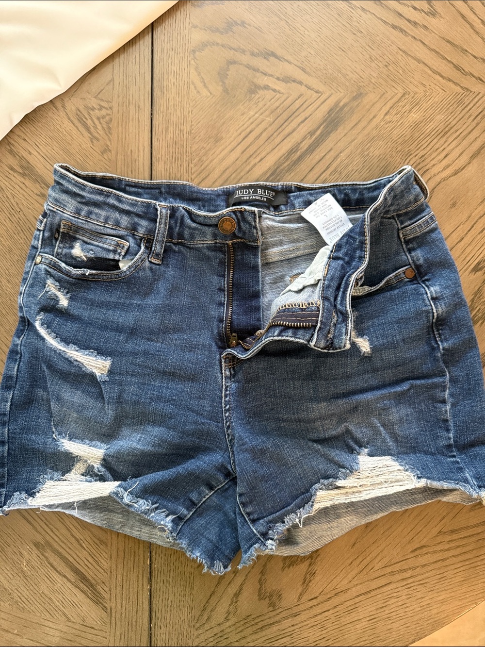 Judy Blue Medium Wash Distressed Denim Shorts